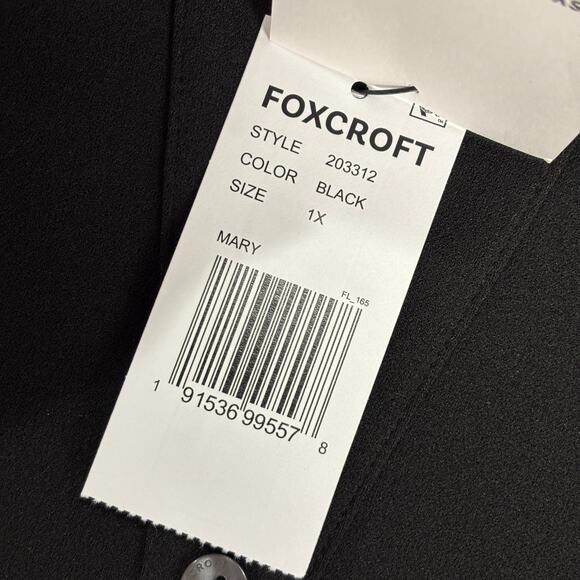 Foxcroft Mary Plus Knit Crepe Long Sleeve Shirt Black NWT Size 1X - Picture 3 of 8